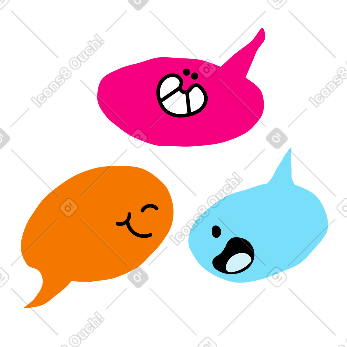 Teste di fumetti che parlano tra loro illustrazione in stile Giggle scarica in PNG, SVG