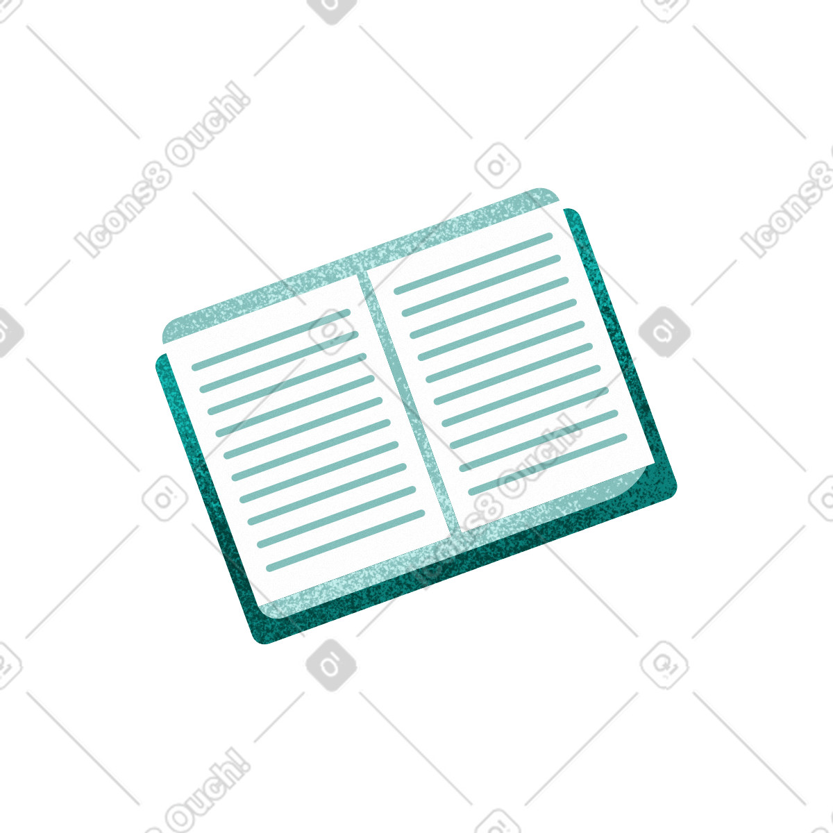 Open book with a green cover illustration in Willowy style download in PNG, SVG