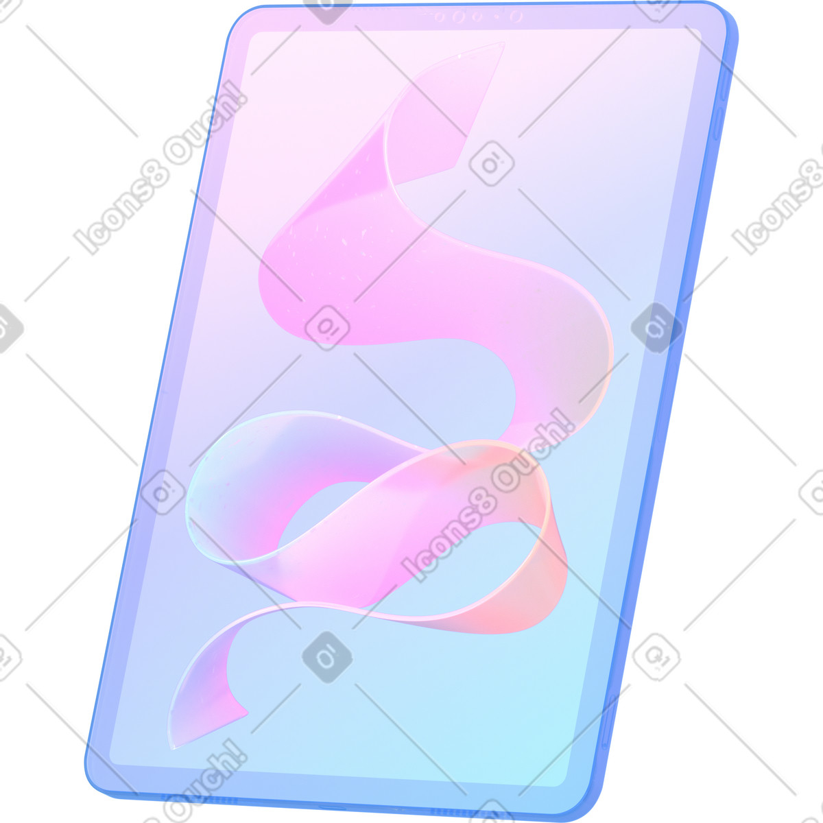 Nastro astratto pastello sullo schermo del tablet sfumato illustrazione in stile 3D Glassy scarica in PNG, SVG