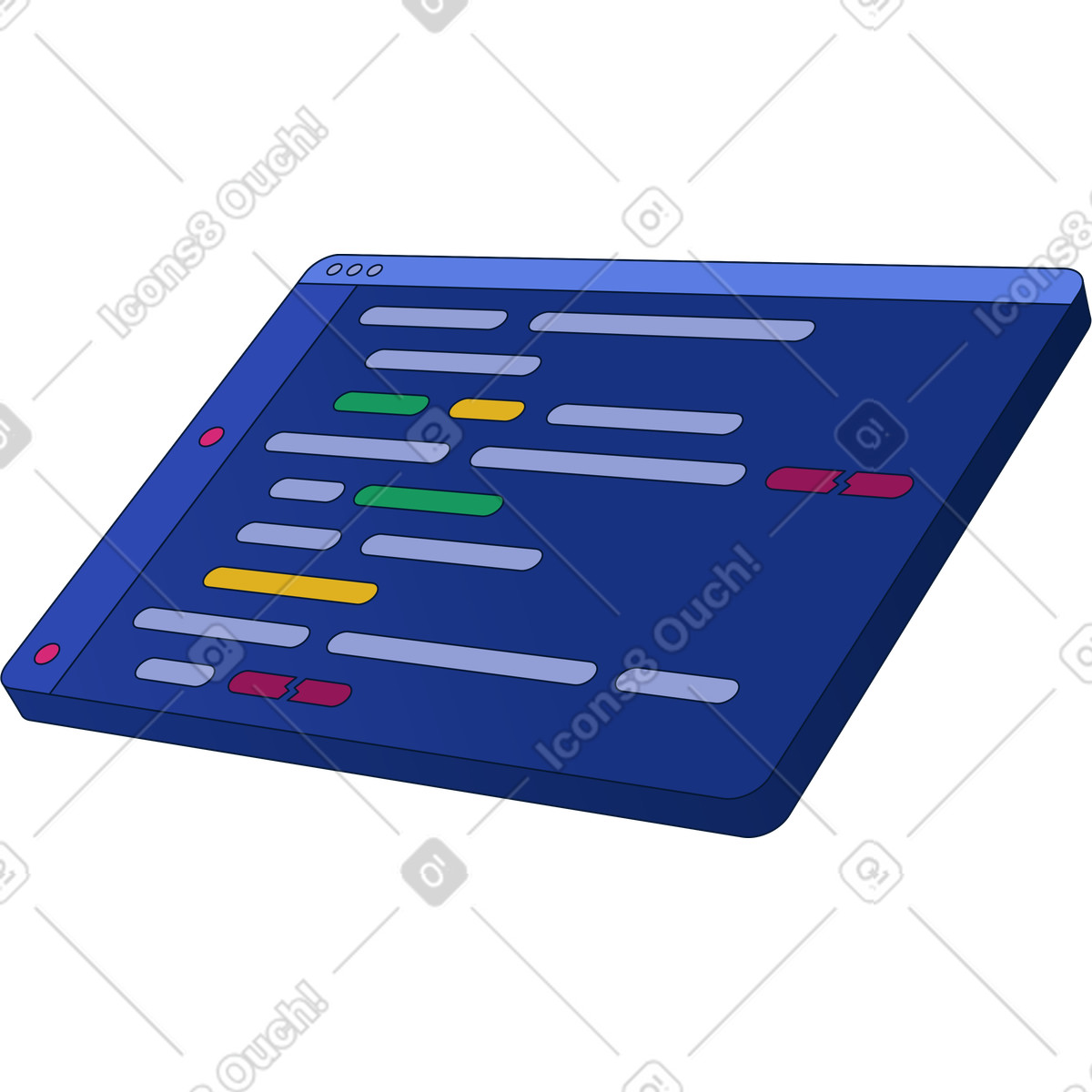 Programming code with errors illustration in PNG, SVG