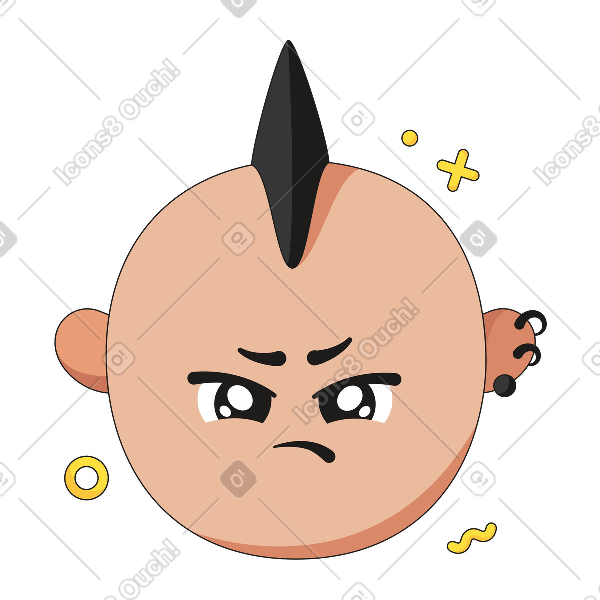 Иллюстрация Cool face with a mohawk в стиле Moji — скачать в форматах PNG, SVG