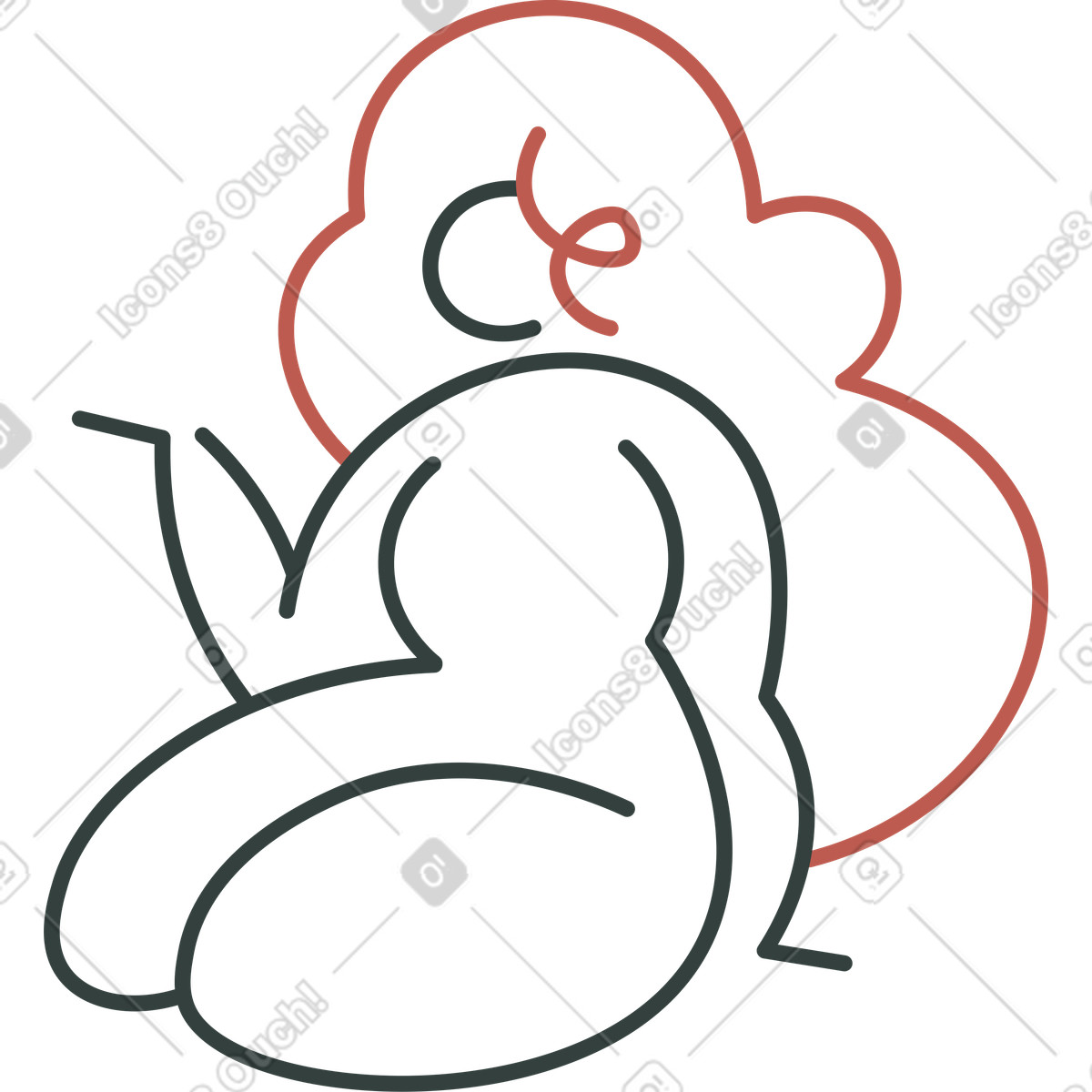 Ragazza seduta illustrazione in stile Macaroni scarica in PNG, SVG