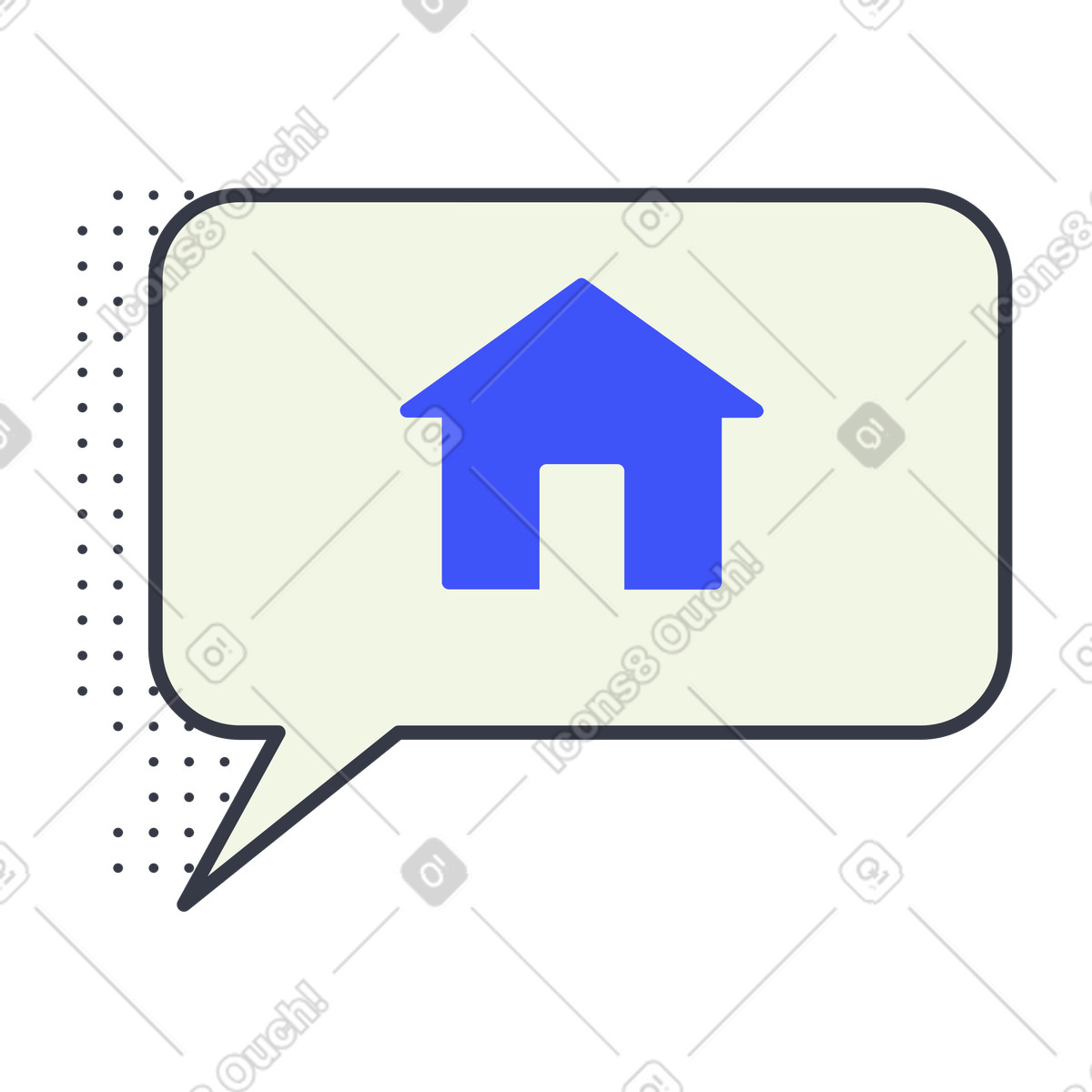 Bolla di chat con la casa illustrazione animata in stile Abstract scaricabile in GIF, Lottie (JSON), AE