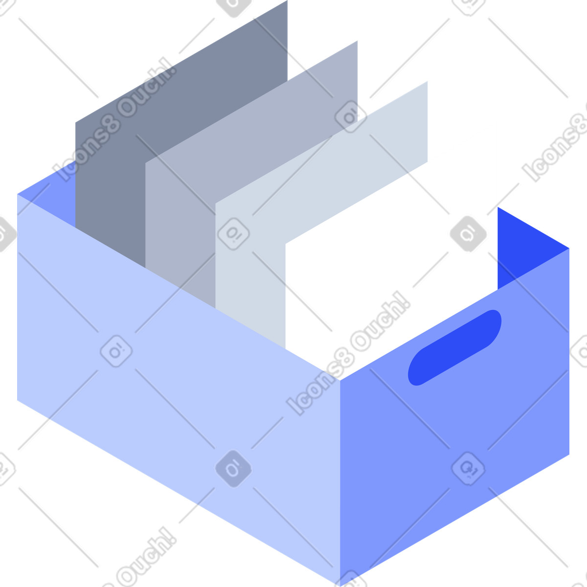 Archive box filled with sorted documents for business records management illustrazione in stile System scarica in PNG, SVG