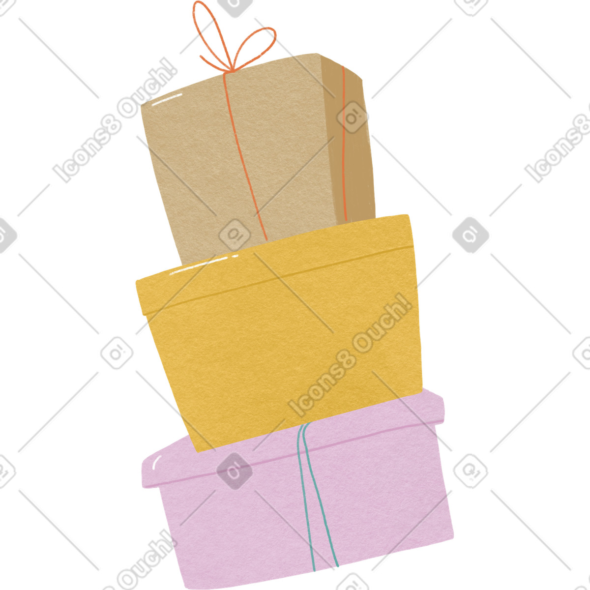 下载 Goose 风格的 Three holiday boxes standing on top of each other 插画，支持 PNG、SVG 格式