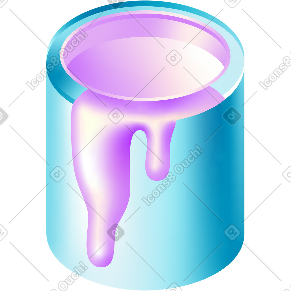 Ilustración Cubo de pintura lila en estilo Glare a descargar en PNG y SVG