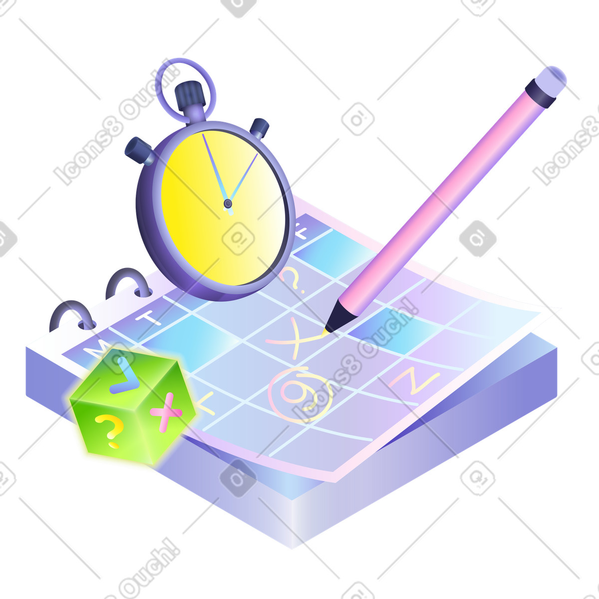 Ilustração de Planejar e marcar datas no calendário em estilo Isotech para baixar em PNG, SVG