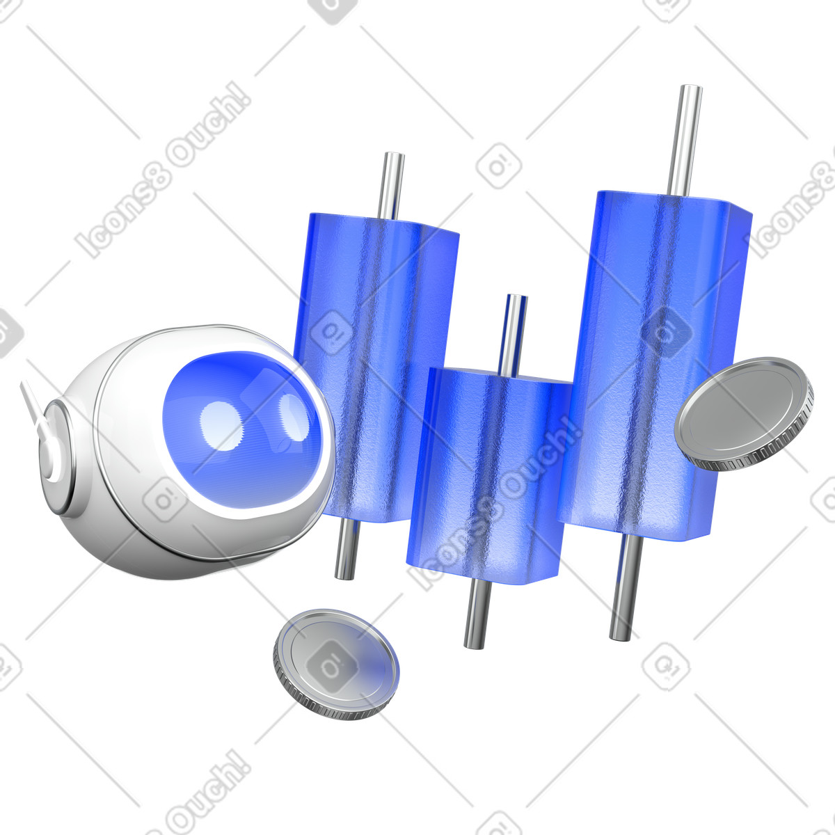 AI bar metrics, Machine learning charts illustrazione in stile 3D Enterprise scarica in PNG, SVG