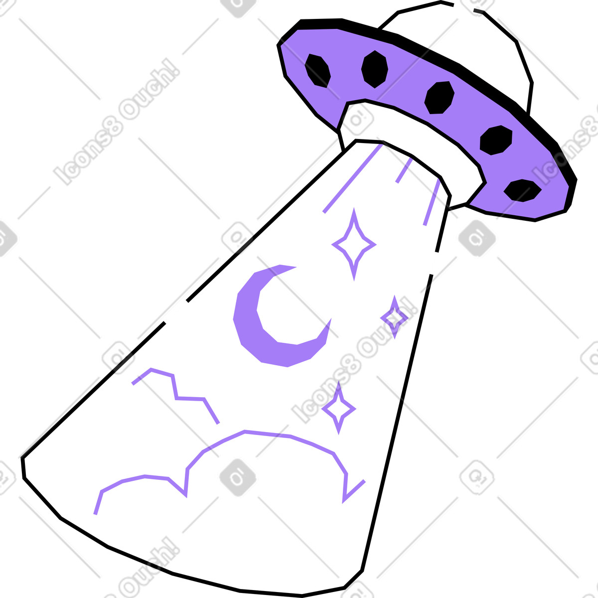 下载 Amethyst 风格的 不明飞行物偷走星星和月亮 插画，支持 PNG、SVG 格式