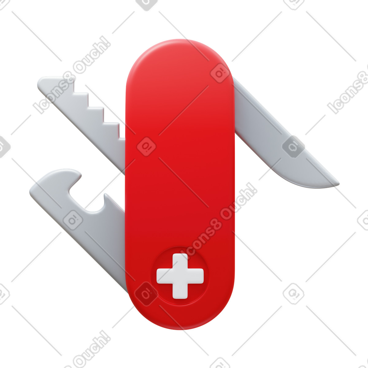 Swiss army knife illustration in 3D Fluency style download in PNG, SVG