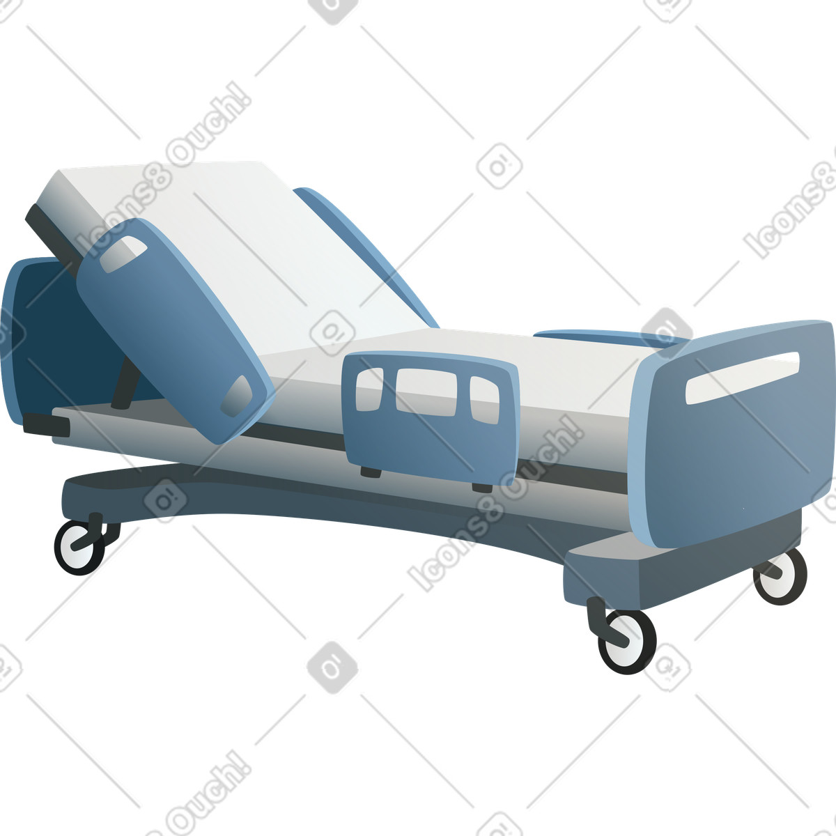 Hospital bed illustration in Vivid style download in PNG, SVG