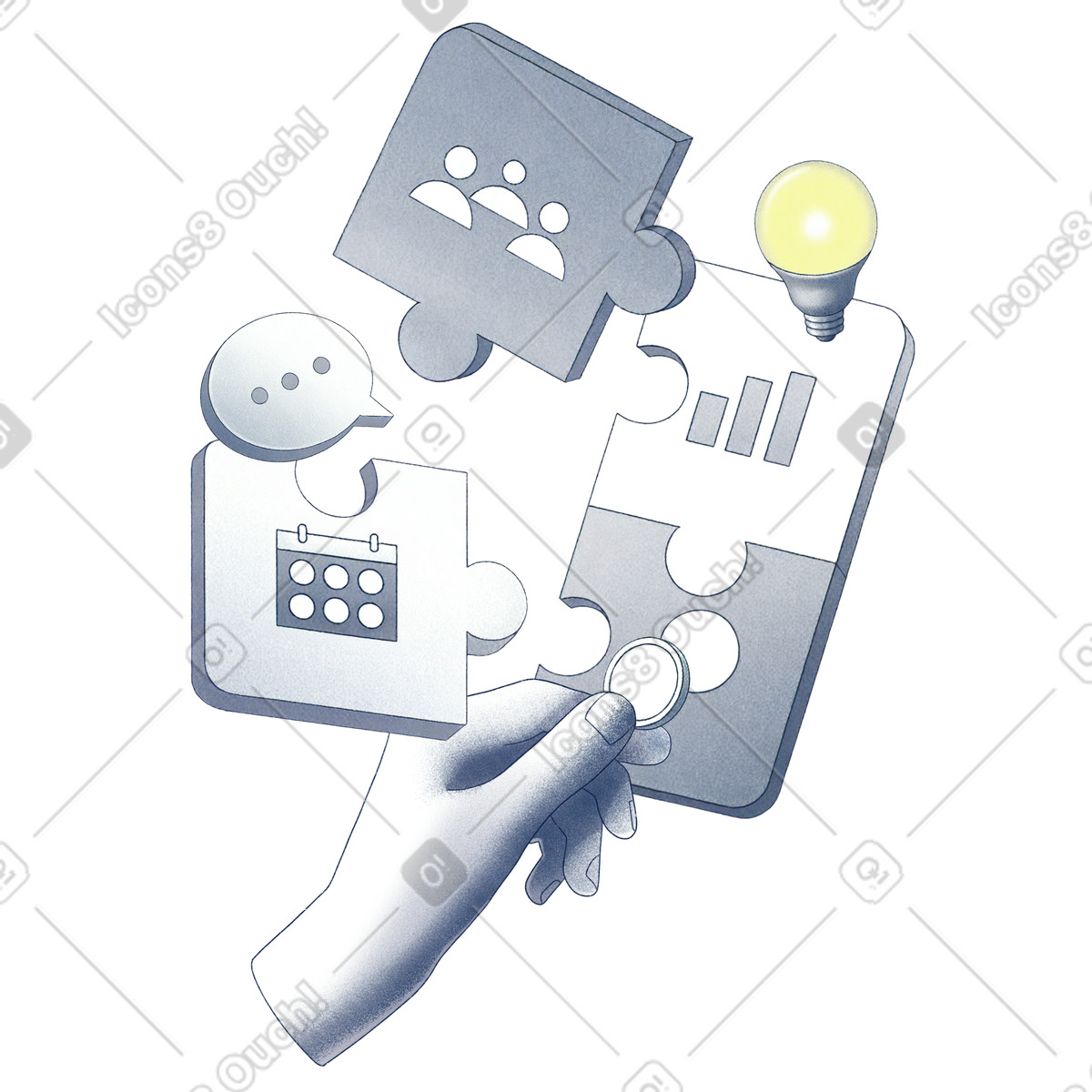 Project management and problem solving skills illustration in Haze style download in PNG, SVG