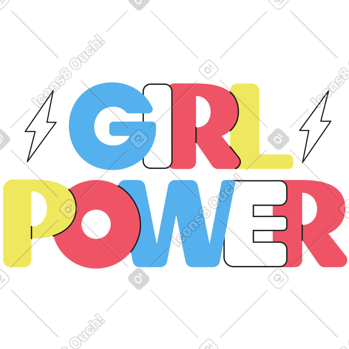Иллюстрация Надпись girl power в стиле Boba — скачать в форматах PNG, SVG