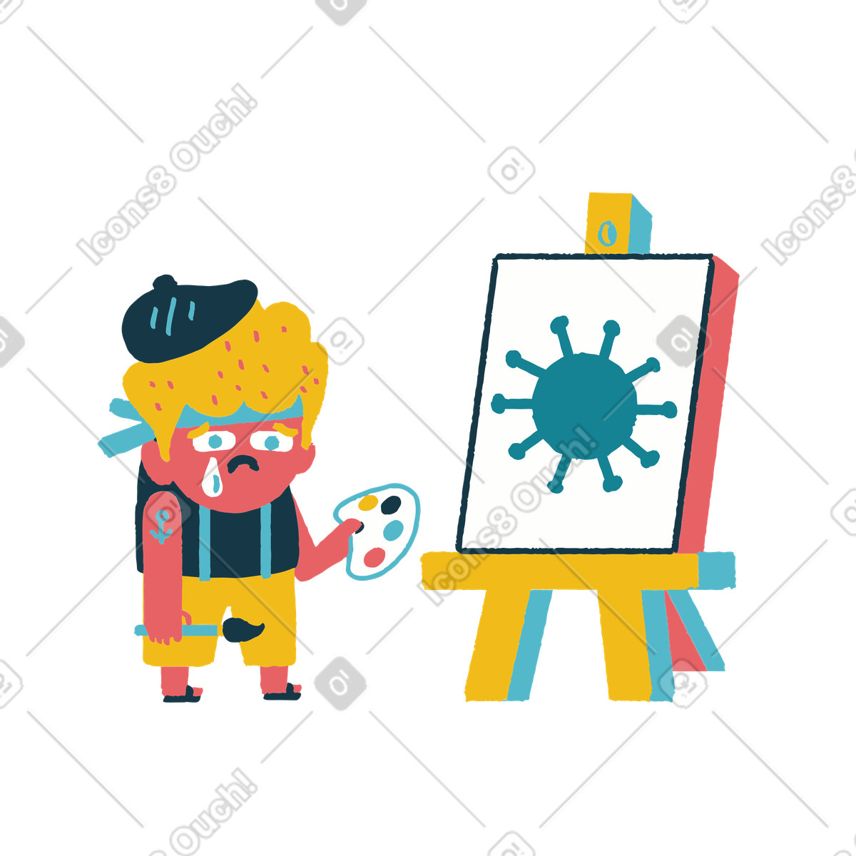 Artista triste illustrazione in stile Flamenco scarica in PNG, SVG