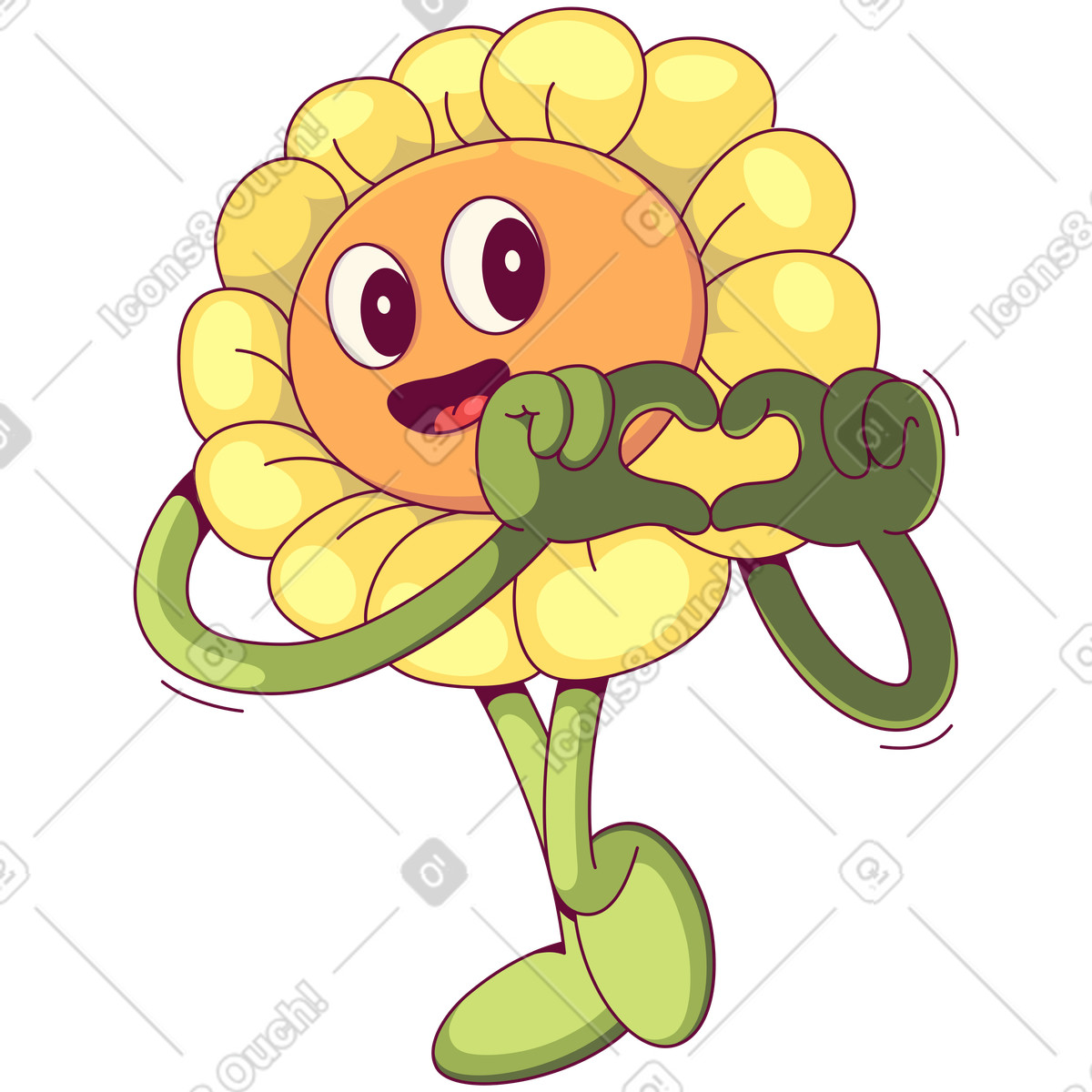 Blume, die ein handherz macht-Illustration im Handy-Stil als Download in PNG, SVG