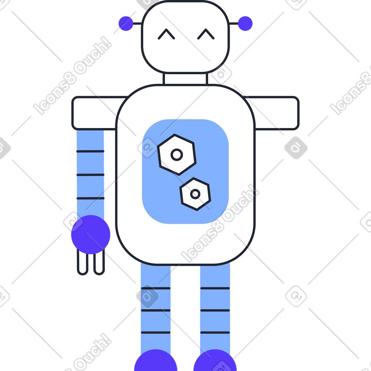 Ilustración Robot de un brazo en estilo Pablita a descargar en PNG y SVG