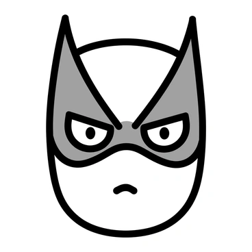 A comic book superhero's face, featuring a determined expression. The superhero is wearing a sleek, tight-fitting mask that covers the upper portion of the face, leaving the mouth and chin exposed. The mask has angular designs and bold colors, accentuating the strong features of the superhero's face. Bright, piercing eyes reflect confidence and strength. The background is a simple, solid color to emphasize the details of the face and mask.