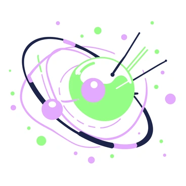 An electron is depicted in a dynamic state, positioned near the edge of an atom’s electron cloud. The atom is represented with a nucleus at the center, surrounded by concentric circles indicating the electron energy levels. The excited electron is shown in an outer orbit, appearing slightly elevated to signify its higher energy state. Glowing lines emanate from the excited electron, indicating its upward transition before it undergoes ionization. The surrounding space is filled with faint representations of energy waves or particles, enhancing the visual of this energetic process.