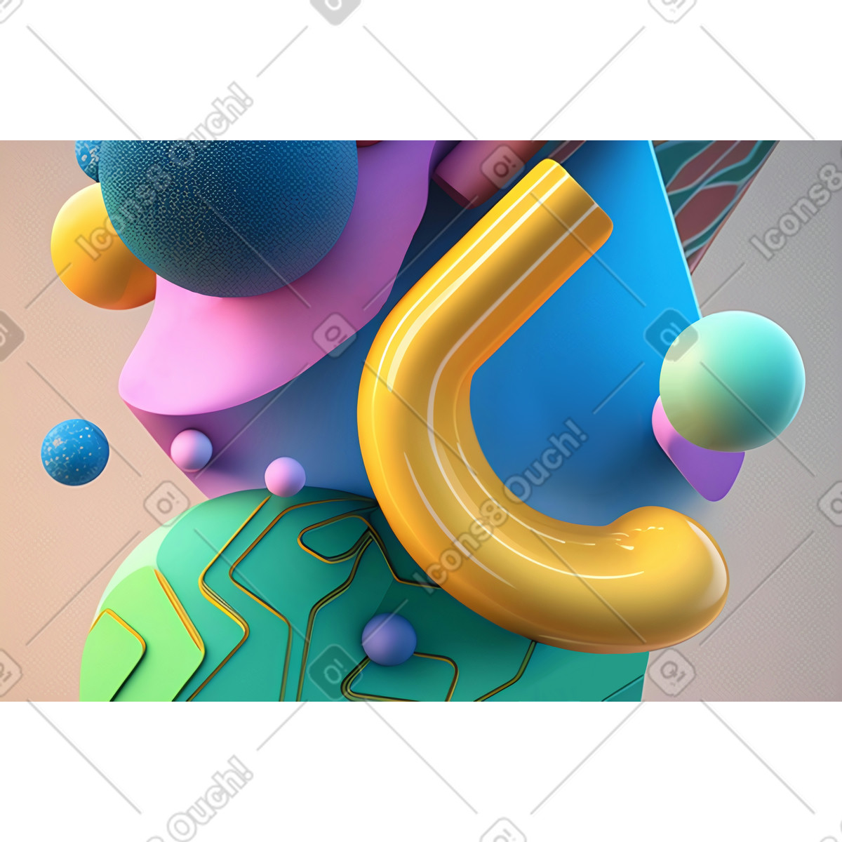 Ilustración Fondo de composición geométrica abstracta 3d en estilo Experimental a descargar en PNG y SVG