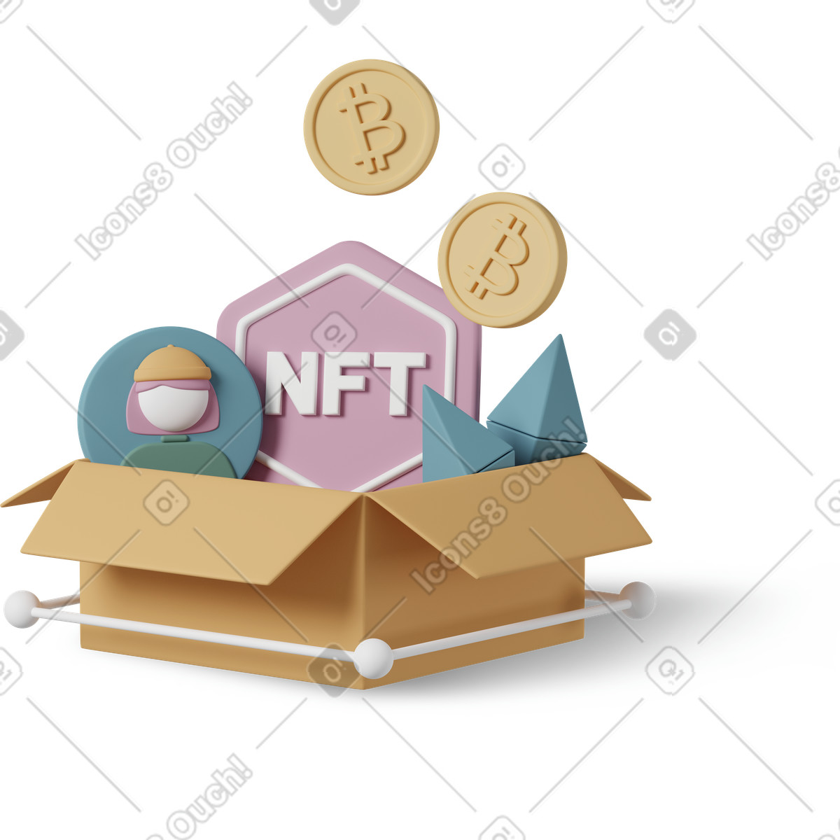 Иллюстрация Nft box в стиле 3D Casual life — скачать в форматах PNG, SVG