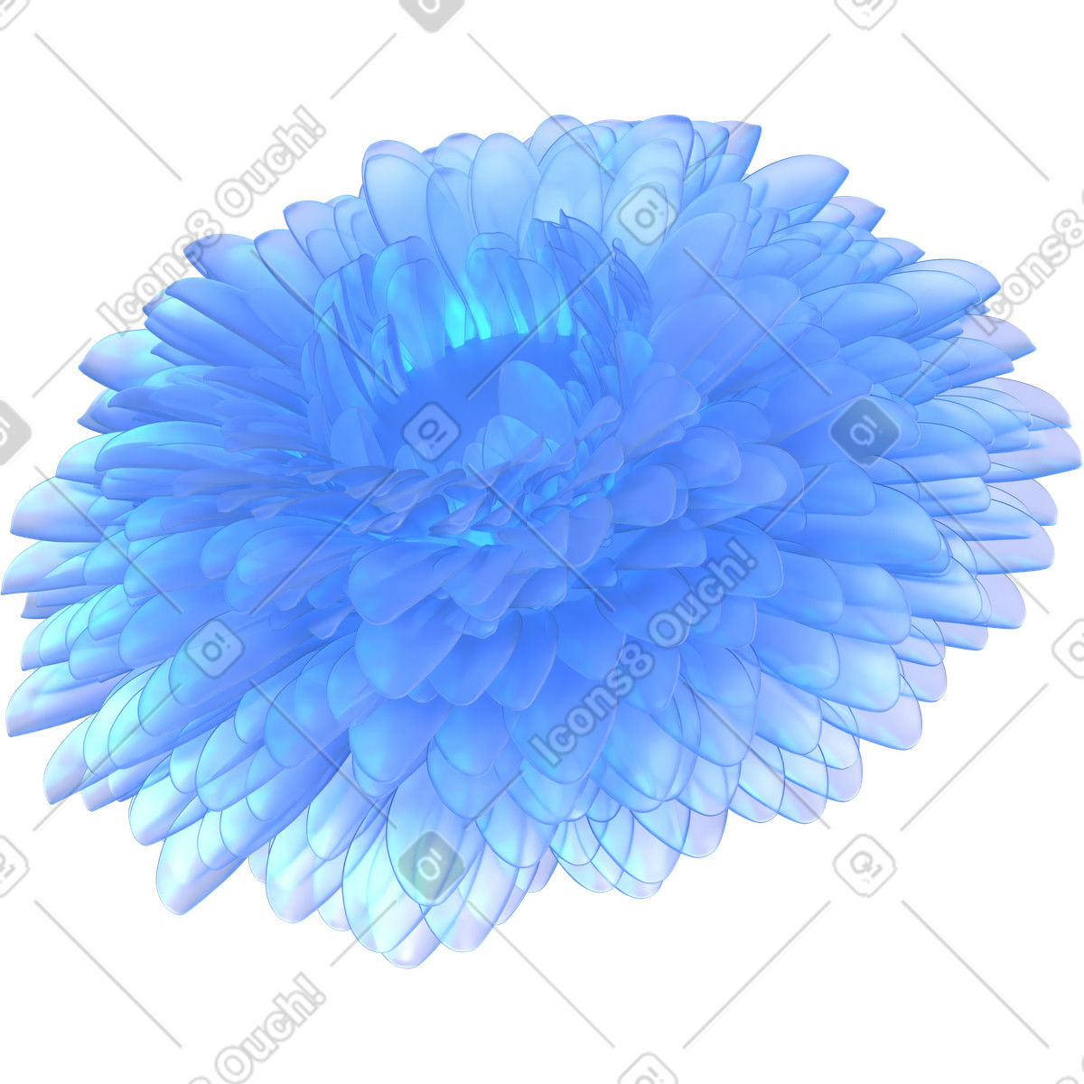 Abstrakte blume-Illustration im 3D Glassy-Stil als Download in PNG, SVG