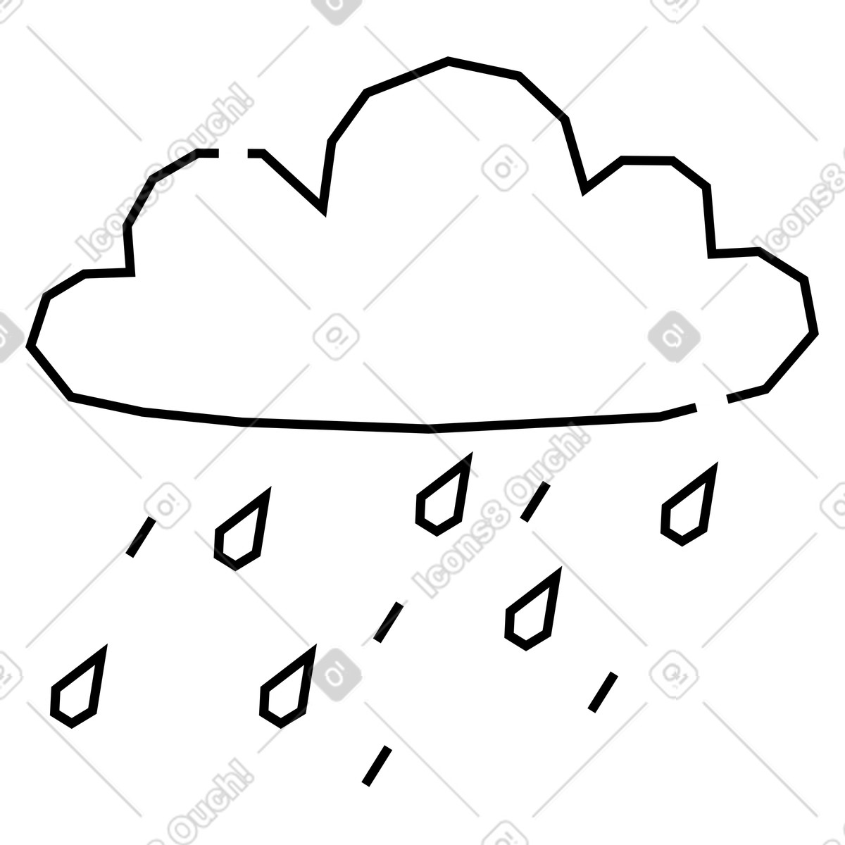Rain cloud and pouring illustration in Amethyst style download in PNG, SVG