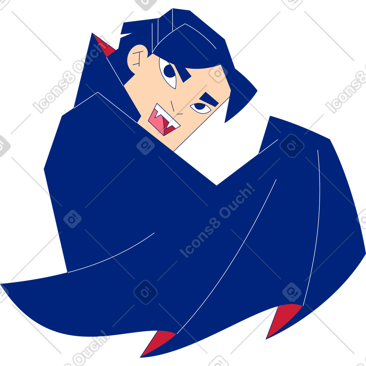 Ilustración Vampiro dracula en estilo Neo-Sakura a descargar en PNG y SVG