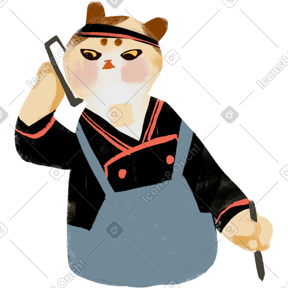 Ilustração de Mr cat em no estilo Ikigai para baixar em PNG, SVG