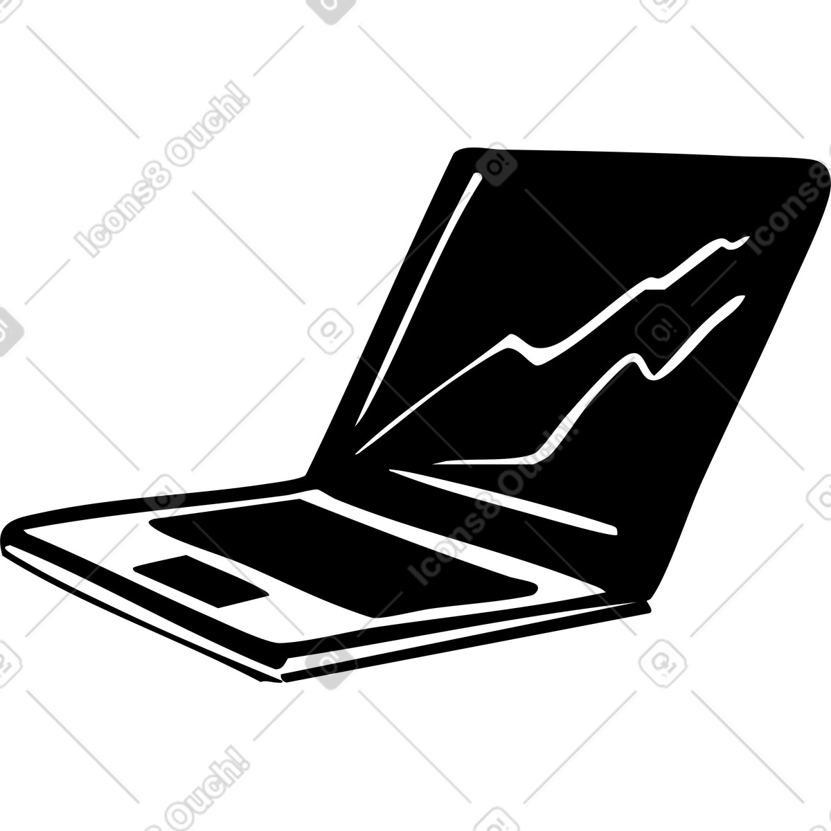 Laptop with graphs illustration in PNG, SVG