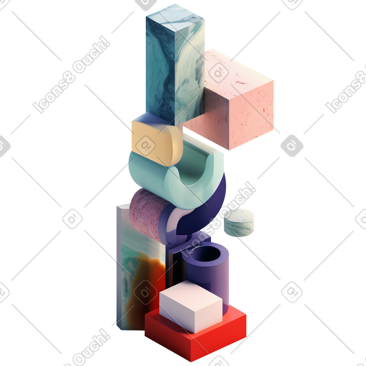 Ilustração de Pilha geométrica abstrata formas em no estilo 3D Construction para baixar em PNG, SVG