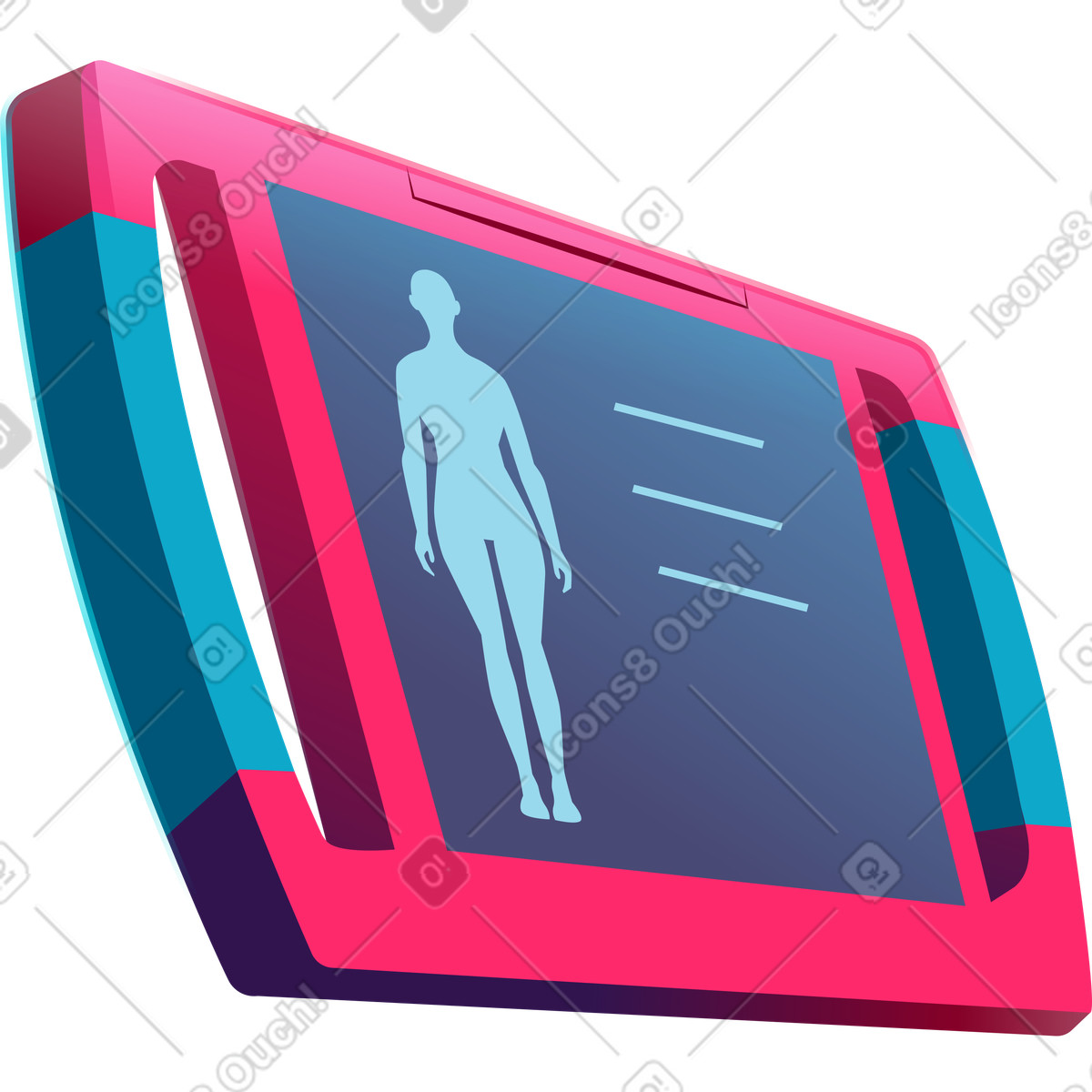 Tablet con l'immagine di un uomo illustrazione in stile Neon scarica in PNG, SVG