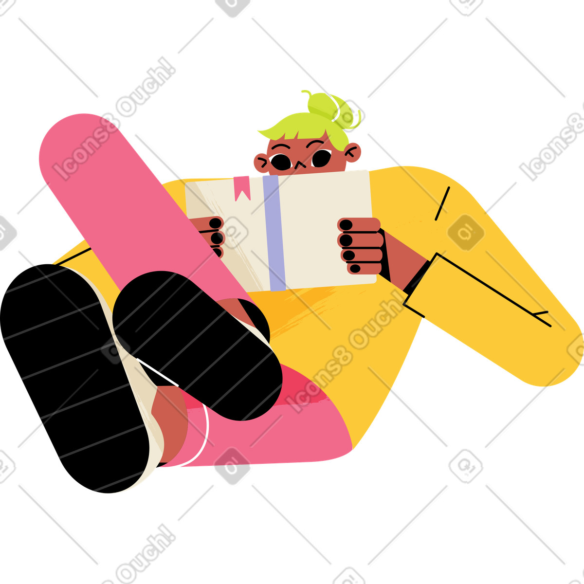 下载 Juicy 风格的 坐着看书的女孩 插画，支持 PNG、SVG 格式