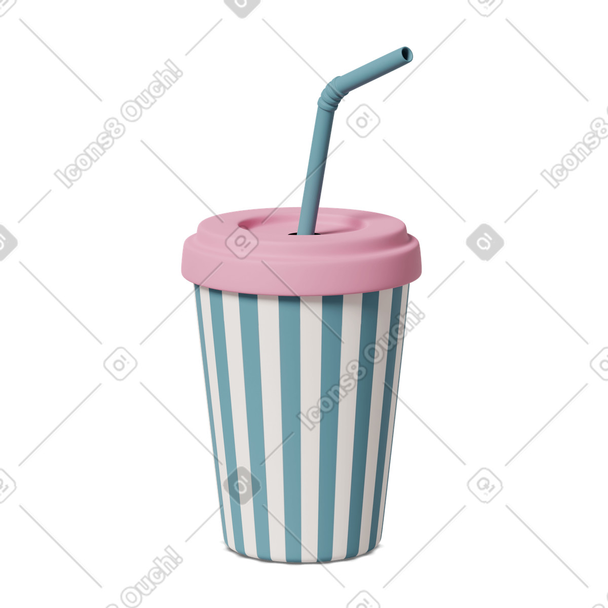 Soda cup with straw illustration in 3D Casual life style download in PNG, SVG