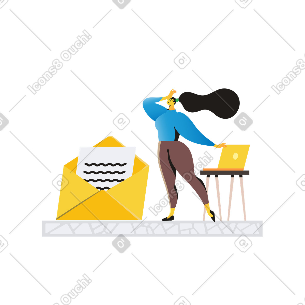 下载 Jaconda 风格的 悲伤的消息 插画，支持 PNG、SVG 格式