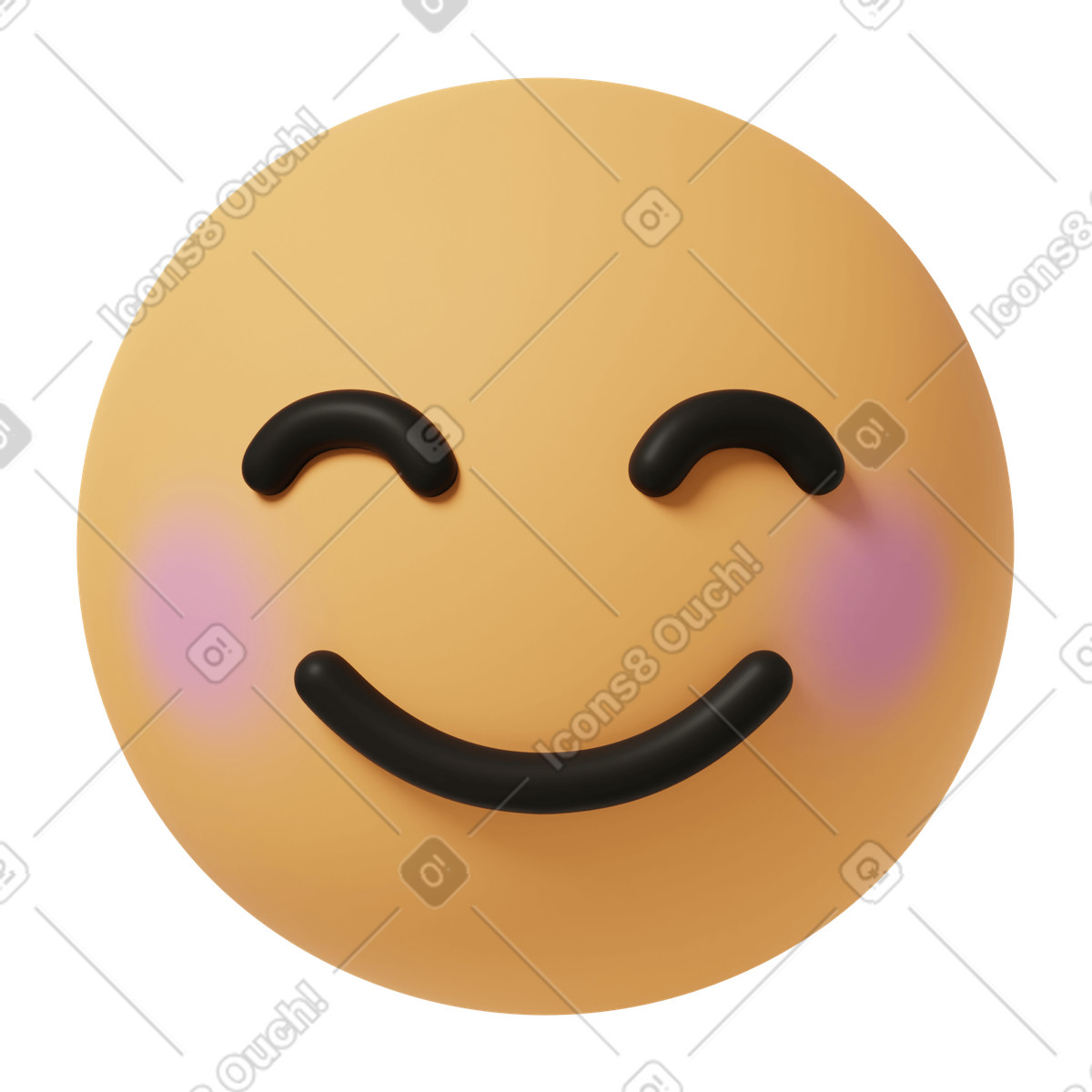 Smiling face with eyes illustration in 3D Casual life style download in PNG, SVG