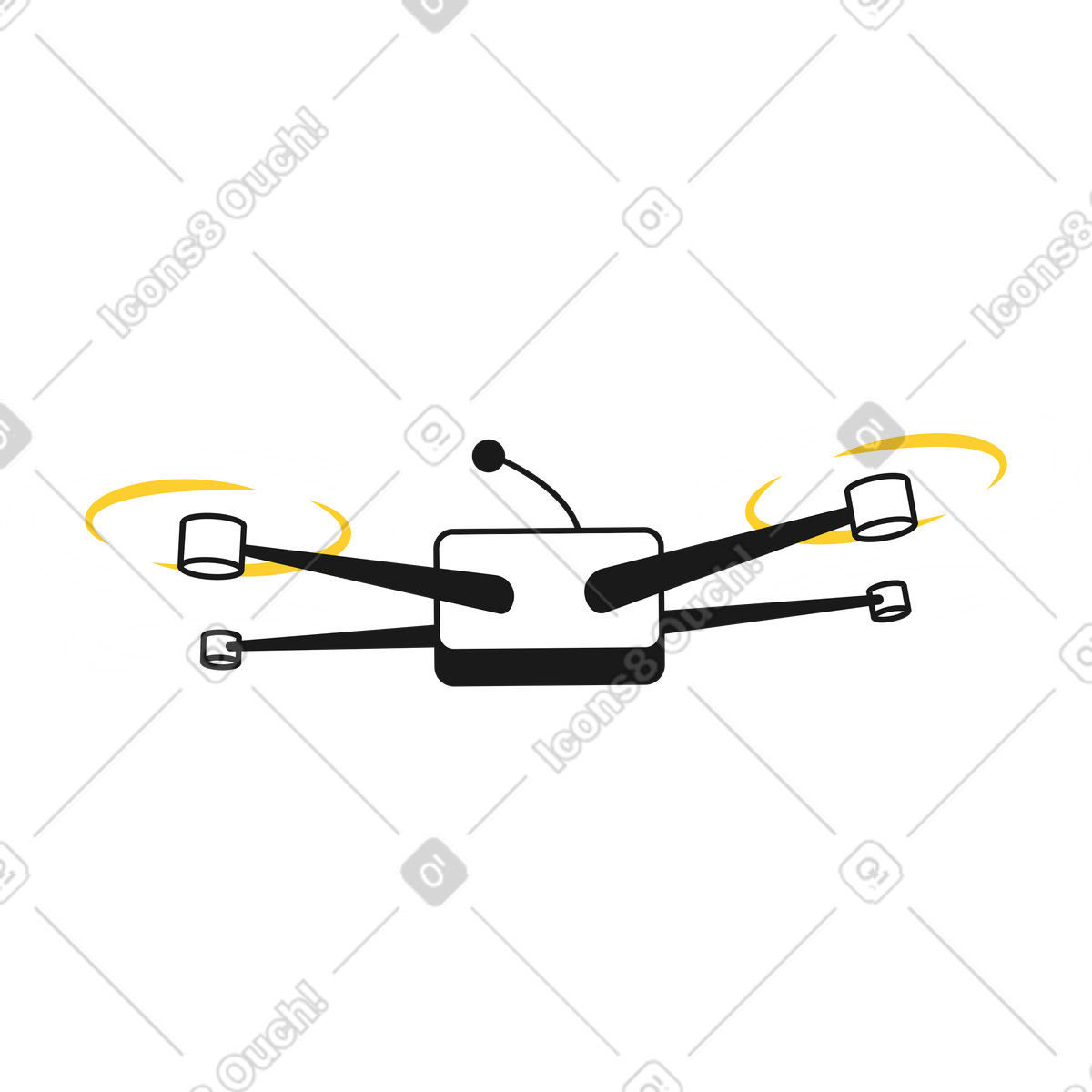 Drone quadcopter illustration in Taxi style download in PNG, SVG