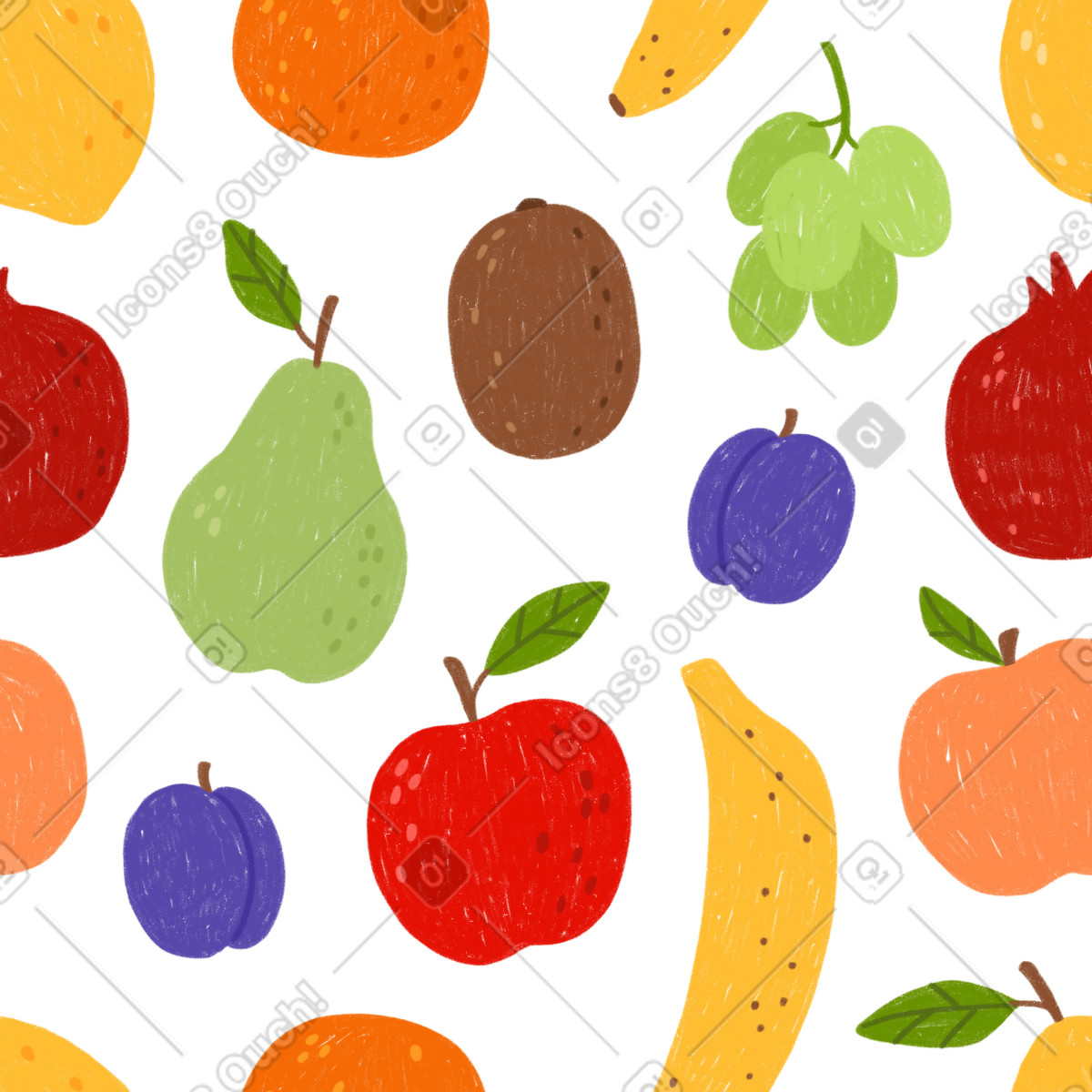 Seamless fruit pattern illustration in Cozy style download in PNG, SVG