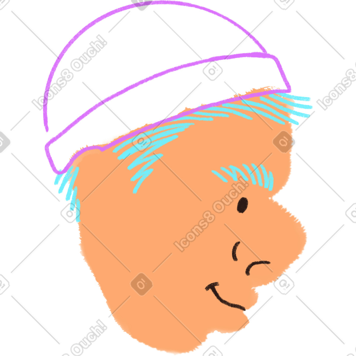 下载 Blobby 风格的 Young man in a hat 插画，支持 PNG、SVG 格式