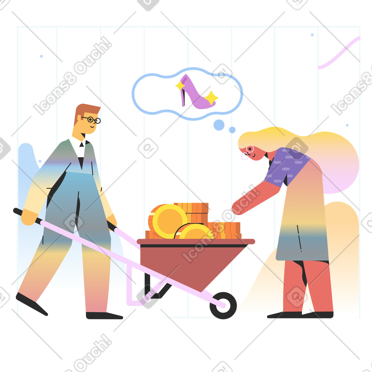 Marginalia スタイルの 家計の使い道を考える のイラストをPNG、SVG形式でダウンロード