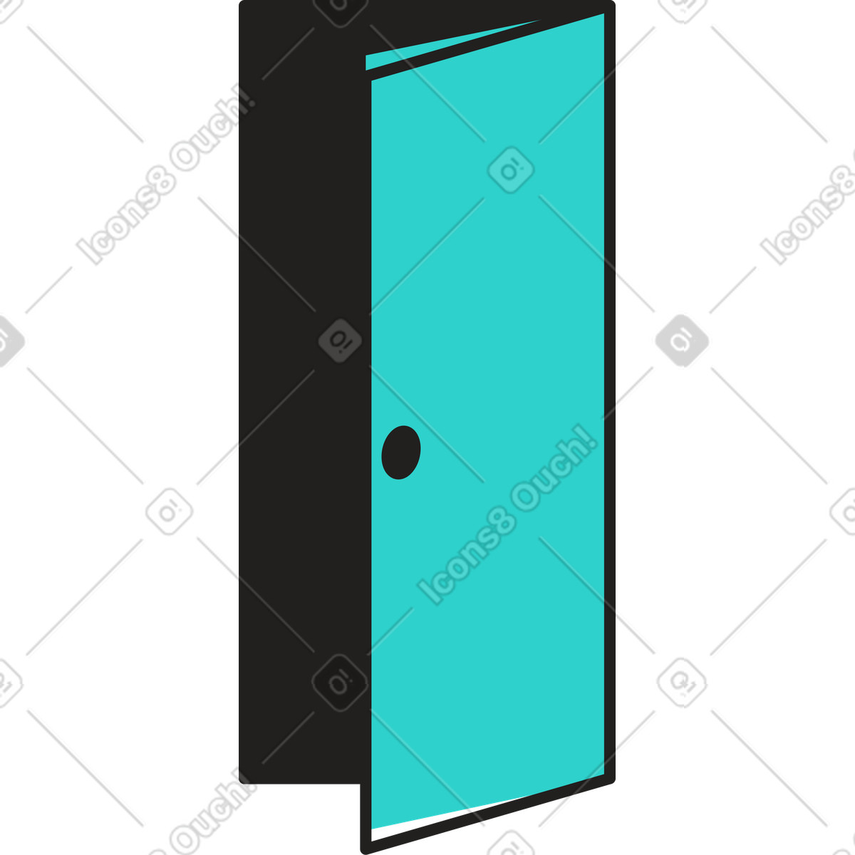 Opened door illustration in Little style download in PNG, SVG