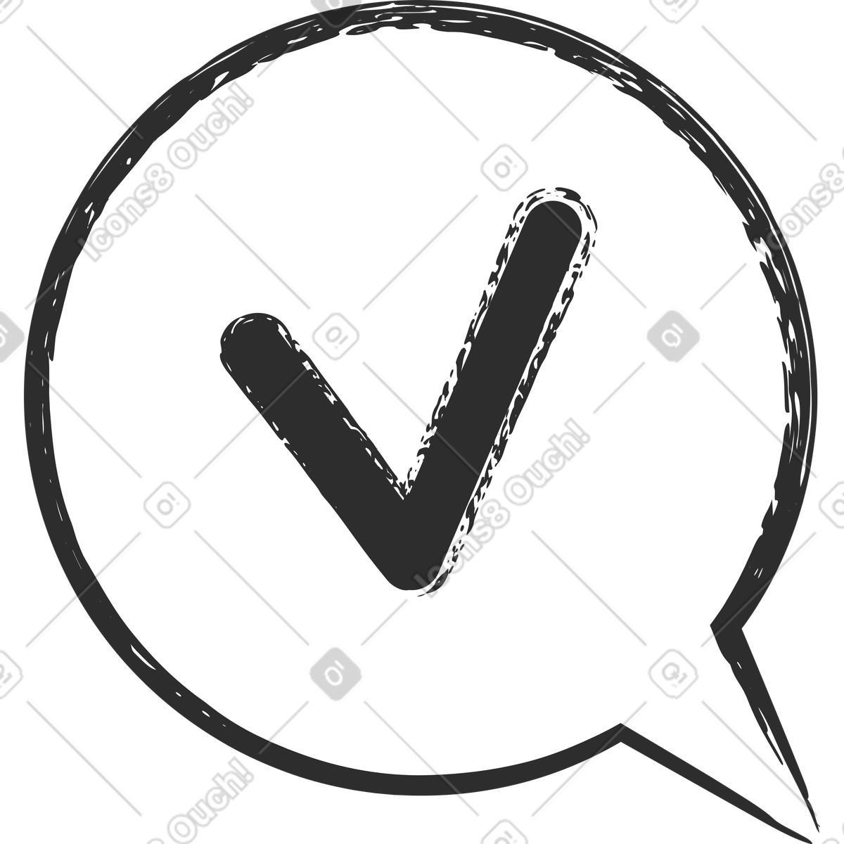 Ilustración Burbuja con marca de verificación en estilo Graphite a descargar en PNG y SVG