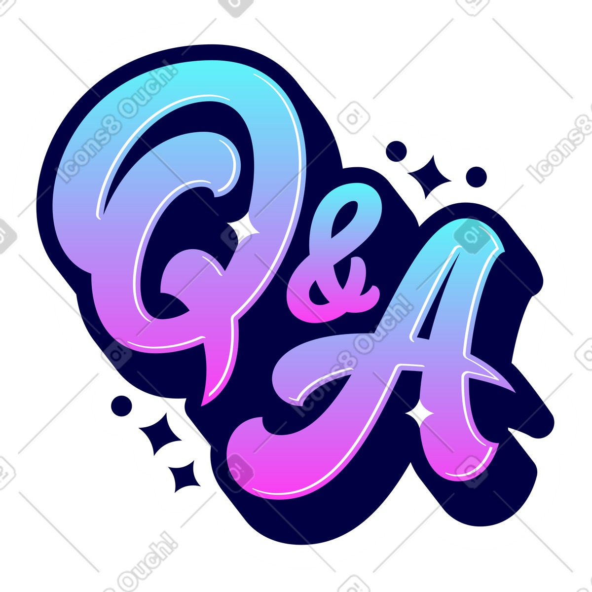 Illustration Lettrage autocollant qa gradient texte calligraphique dans le style Lettering à télécharger aux formats PNG, SVG