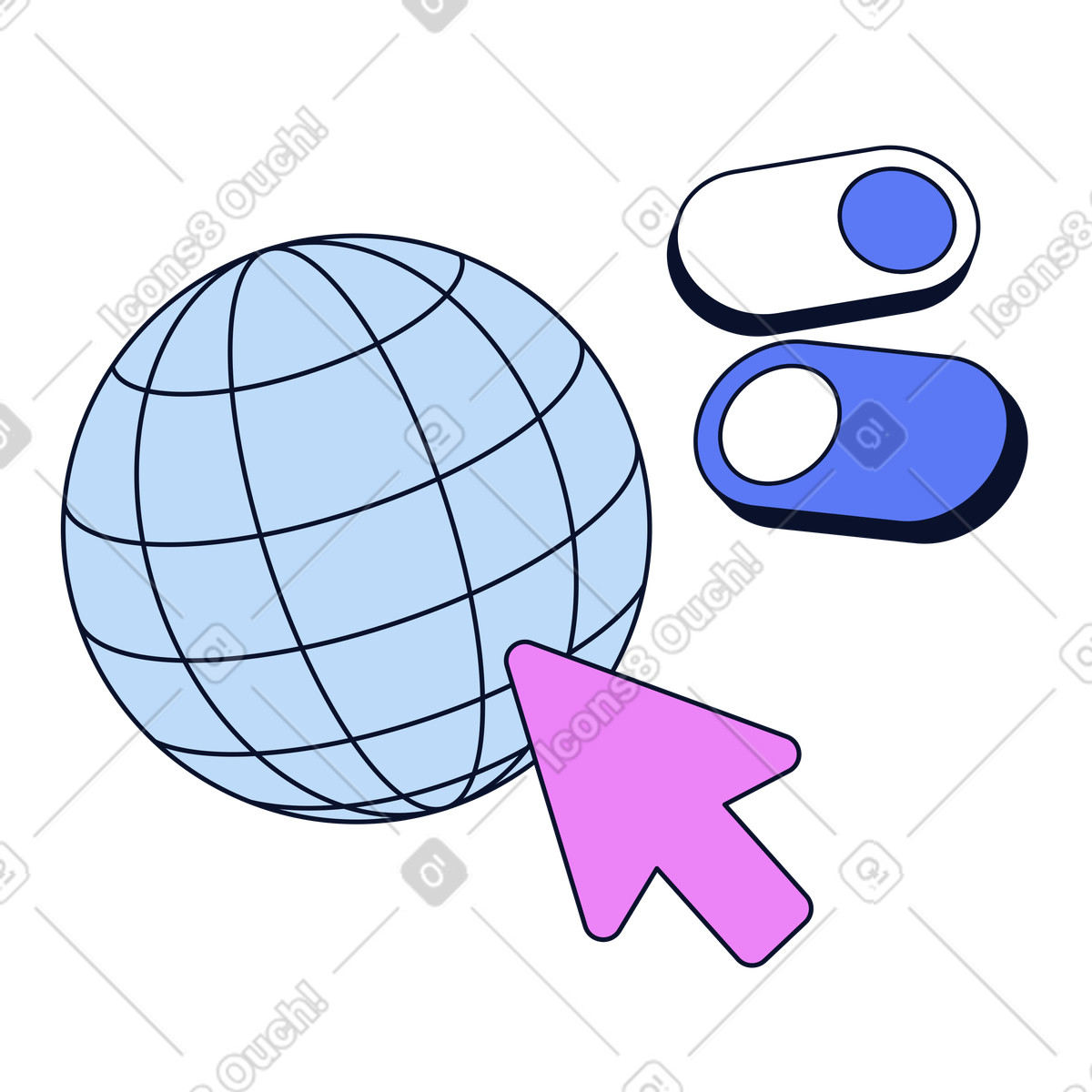 Illustration Explorer le monde numérique en un clic dans style Flexy à télécharger aux formats PNG, SVG