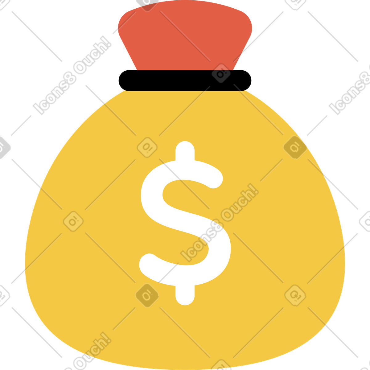 下载 Flat 风格的 带美元符号的包 插画，支持 PNG、SVG 格式