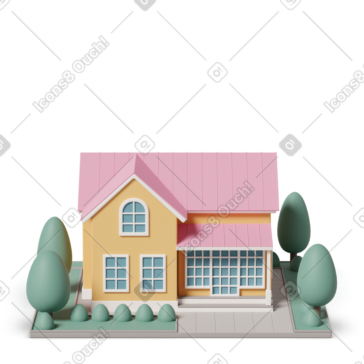 Ilustração de House em no estilo 3D Casual life para baixar em PNG, SVG