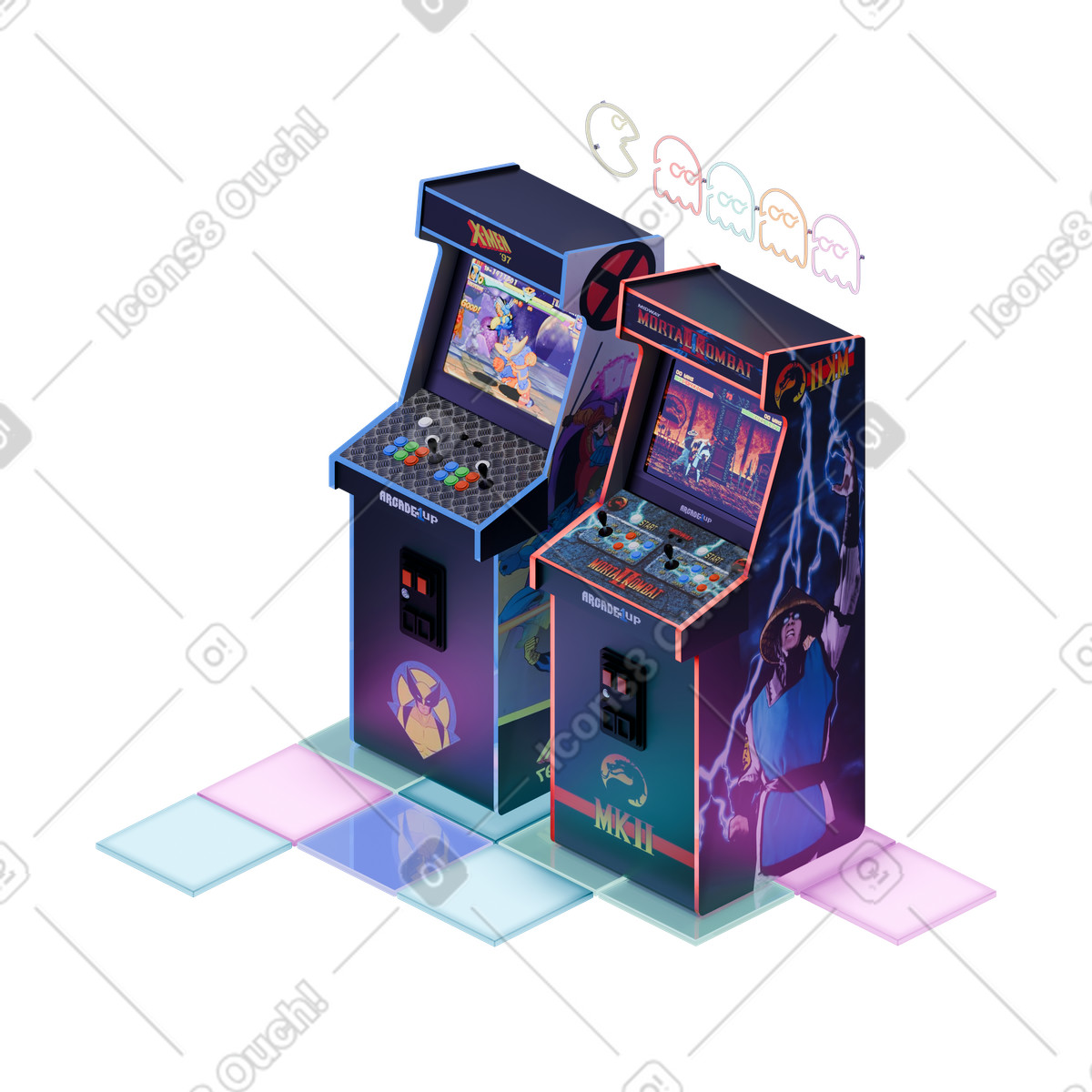 Illustration Machine d'arcade rétro isométrique dans le style 3D Rooms à télécharger aux formats PNG, SVG
