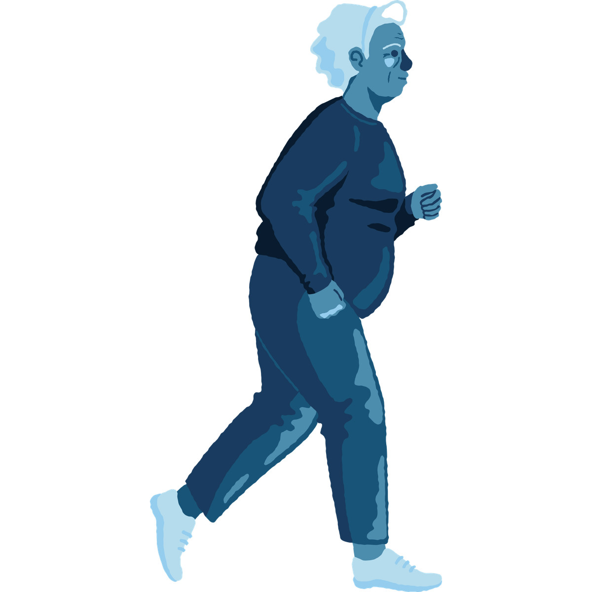 Ilustración Old curvy woman running en estilo Cherry a descargar en PNG y SVG