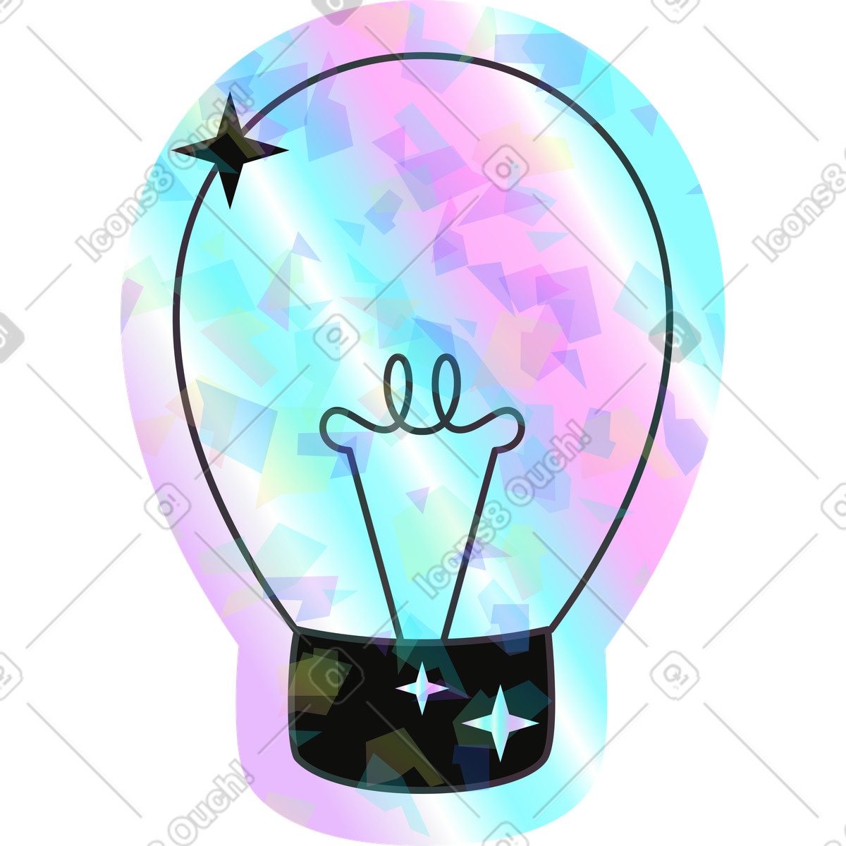Lamp illustration in Holostickers style download in PNG, SVG