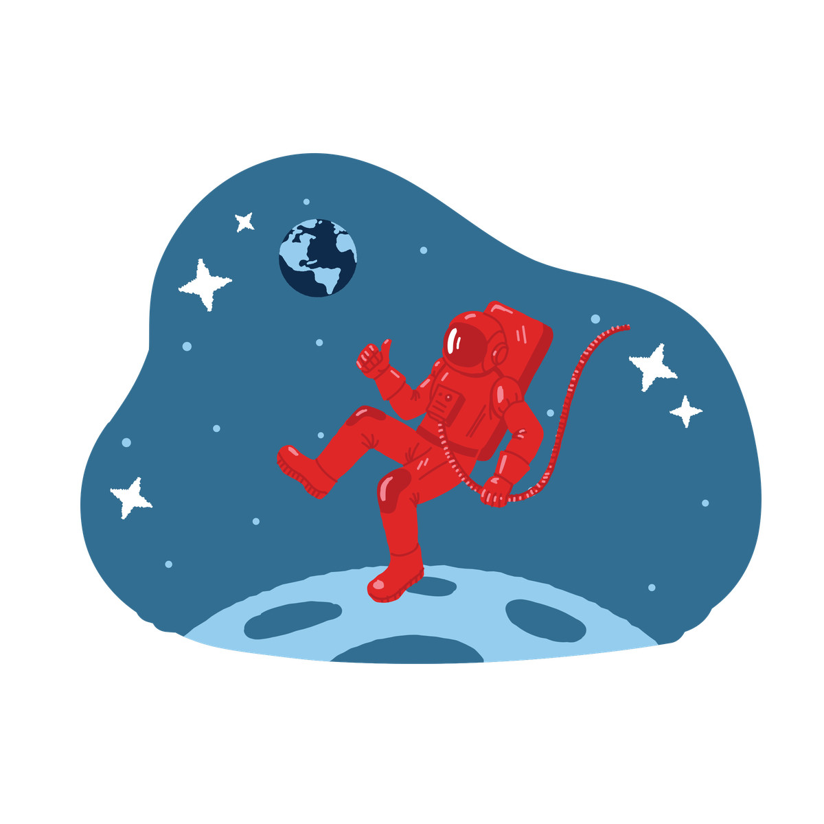 Walking on the moon illustrazione in stile Cherry scarica in PNG, SVG