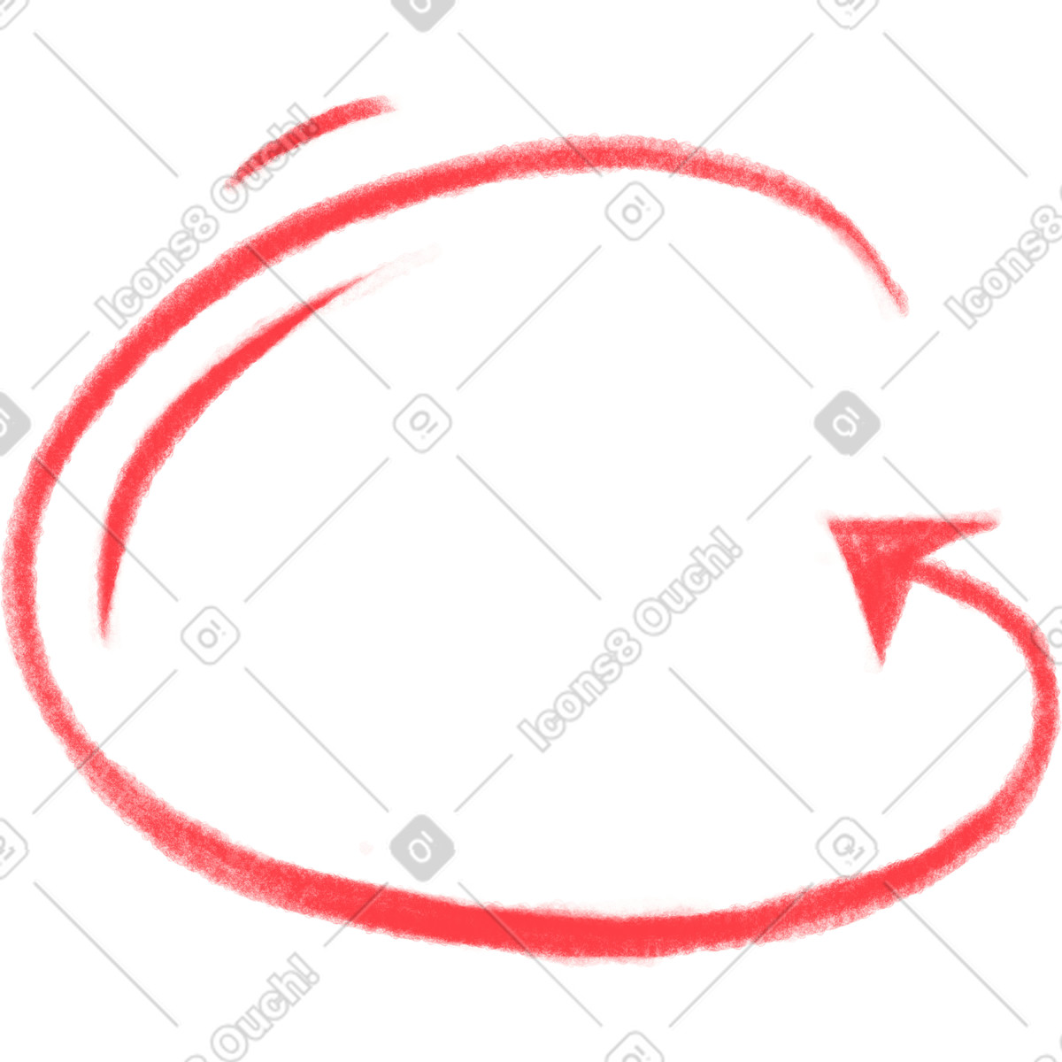 下载 Doodle 风格的 红色圆形纹理箭头 插画，支持 PNG、SVG 格式